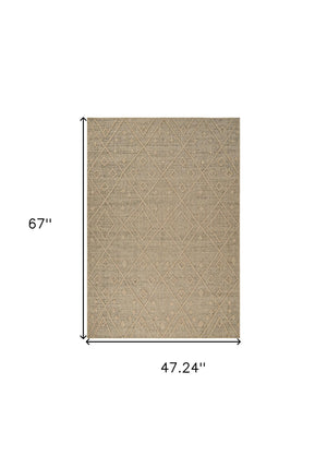 Homeroots 4' X 6' Beige And Brown Geometric Distressed Indoor Outdoor Area Rug  Polypropylene 559074