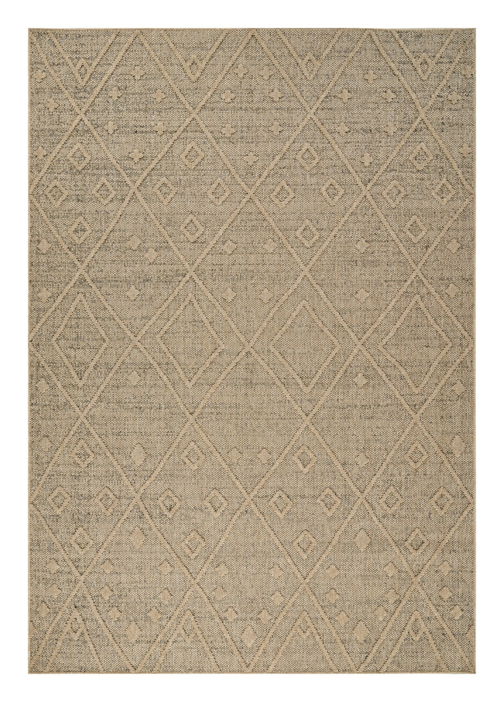 Homeroots 4' X 6' Beige And Brown Geometric Distressed Indoor Outdoor Area Rug  Polypropylene 559074