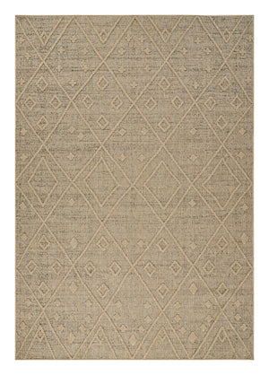 Homeroots 4' X 6' Beige And Brown Geometric Distressed Indoor Outdoor Area Rug  Polypropylene 559074