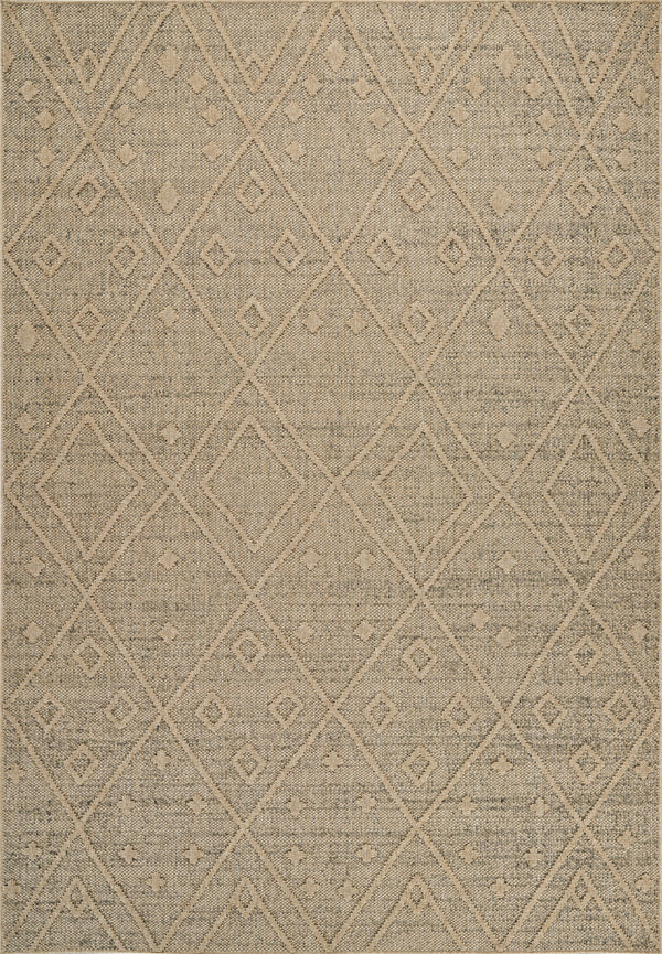 Homeroots 4' X 6' Beige And Brown Geometric Distressed Indoor Outdoor Area Rug  Polypropylene 559074