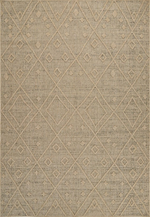 HomeRoots 5' Beige and Brown Geometric Distressed Area Rug – Durable, Stylish for Indoor and Outdoor Spaces 5' X 8' 559075