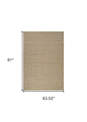Homeroots 5' X 8' Beige And Brown Geometric Distressed Indoor Outdoor Area Rug  Polypropylene 559075