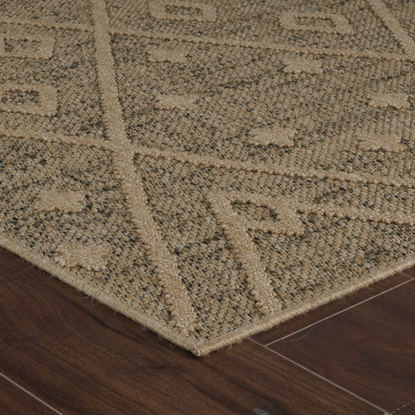Homeroots 5' X 8' Beige And Brown Geometric Distressed Indoor Outdoor Area Rug  Polypropylene 559075