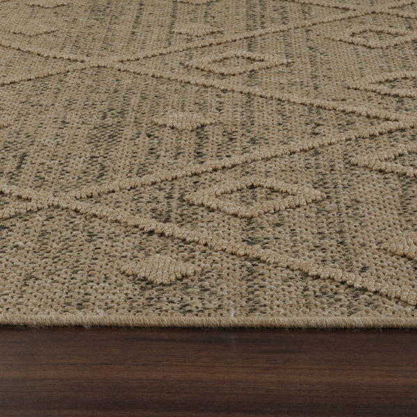 Homeroots 7' X 10' Beige And Brown Geometric Distressed Indoor Outdoor Area Rug  Polypropylene 559076