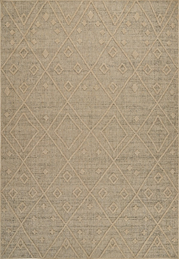 HomeRoots 5' Beige and Brown Geometric Distressed Area Rug – Durable, Stylish for Indoor and Outdoor Spaces 7' X 10' 559076