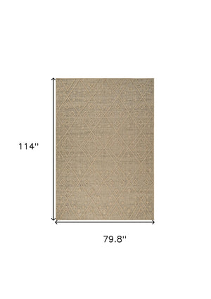 Homeroots 7' X 10' Beige And Brown Geometric Distressed Indoor Outdoor Area Rug  Polypropylene 559076