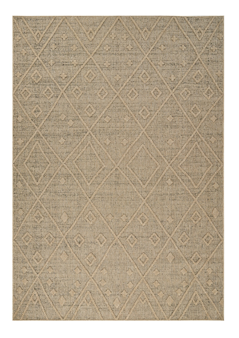 Homeroots 7' X 10' Beige And Brown Geometric Distressed Indoor Outdoor Area Rug  Polypropylene 559076