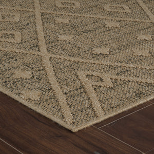 Homeroots 7' X 10' Beige And Brown Geometric Distressed Indoor Outdoor Area Rug  Polypropylene 559076