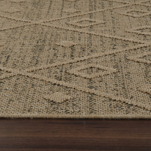 HomeRoots 5' Beige and Brown Geometric Distressed Area Rug – Durable, Stylish for Indoor and Outdoor Spaces 8' X 11' 559077