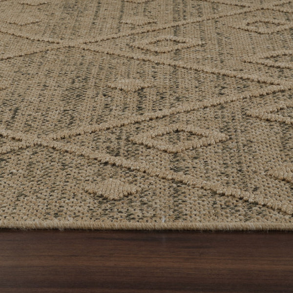 HomeRoots 5' Beige and Brown Geometric Distressed Area Rug – Durable, Stylish for Indoor and Outdoor Spaces 8' X 11' 559077