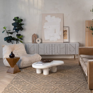 HomeRoots 5' Beige and Brown Geometric Distressed Area Rug – Durable, Stylish for Indoor and Outdoor Spaces 8' X 11' 559077