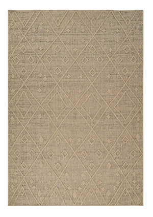 HomeRoots 5' Beige and Brown Geometric Distressed Area Rug – Durable, Stylish for Indoor and Outdoor Spaces 8' X 11' 559077