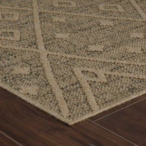 HomeRoots 5' Beige and Brown Geometric Distressed Area Rug – Durable, Stylish for Indoor and Outdoor Spaces 8' X 11' 559077