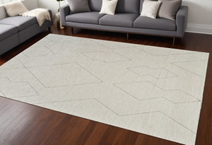 Homeroots 7' X 10' Cream And Beige Abstract Distressed Area Rug  Polyester 559102