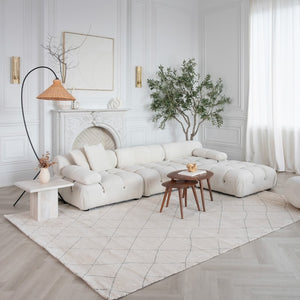 HomeRoots 4' Cream and Beige Abstract Distressed Area Rug – Stylish, Durable, Stain-Resistant Design for Any Room 4' X 6' 559105