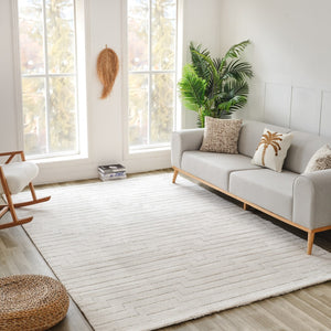 HomeRoots 4' Cream and Beige Abstract Distressed Area Rug - Modern, Durable Design for Any Room Style 5' X 8' 559116