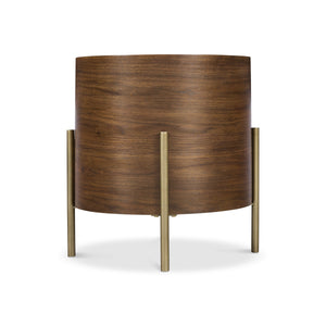 Bernhardt Morrison Walnut and Steel Side Table with Floating Top for Modern Living