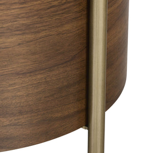 Bernhardt Morrison Walnut and Steel Side Table with Floating Top for Modern Living