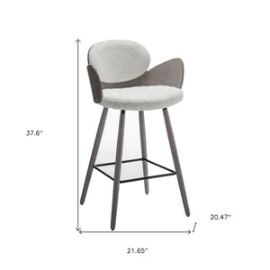 Homeroots Set Of Two 28" White And Gray Textured Fabric And Wood Counter Height Bar Chairs   559151