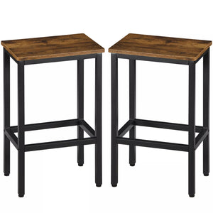 Homeroots Set Of Two 26" Stylish Backless Bar Chairs In Brown & Black Steel - Perfect For Dining & Kitchen   559158