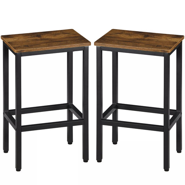Homeroots Set Of Two 26" Stylish Backless Bar Chairs In Brown & Black Steel - Perfect For Dining & Kitchen   559158
