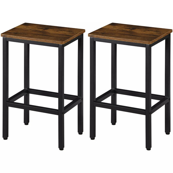 Homeroots Set Of Two 26" Stylish Backless Bar Chairs In Brown & Black Steel - Perfect For Dining & Kitchen   559158