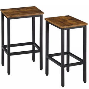 Homeroots Set Of Two 26" Stylish Backless Bar Chairs In Brown & Black Steel - Perfect For Dining & Kitchen   559158