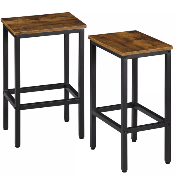 Homeroots Set Of Two 26" Stylish Backless Bar Chairs In Brown & Black Steel - Perfect For Dining & Kitchen   559158