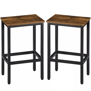 Homeroots Set Of Two 26" Stylish Backless Bar Chairs In Brown & Black Steel - Perfect For Dining & Kitchen   559158