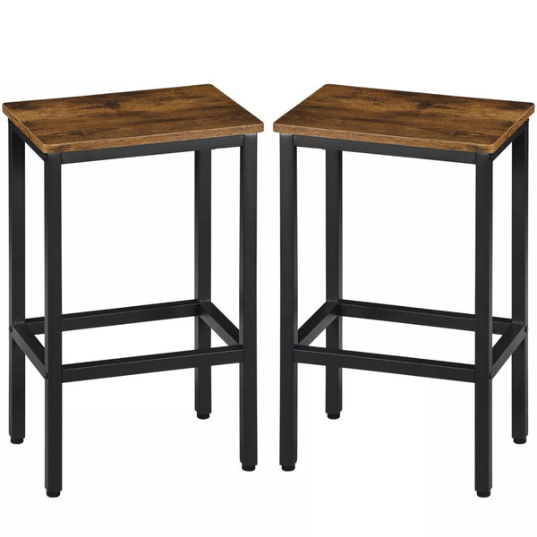 Homeroots Set Of Two 26" Stylish Backless Bar Chairs In Brown & Black Steel - Perfect For Dining & Kitchen   559158