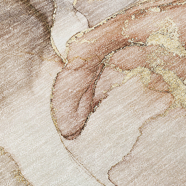 Homeroots 5' X 8' Gray And Gold Abstract Washable Non Skid Indoor Outdoor Area Rug Beige Polyester 559163