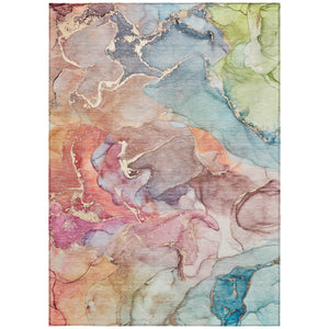 Homeroots 9' Gray And Gold Abstract Washable Indoor Outdoor Area Rug - Stylish Stain Resistant Non-skid Design 9' X 12' Polyester 559175