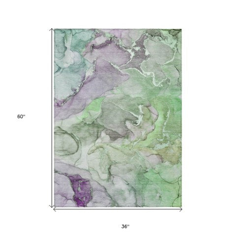 Homeroots 9' Gray And Gold Abstract Washable Indoor Outdoor Area Rug - Stylish Stain Resistant Non-skid Design 3' X 5' Polyester 559180