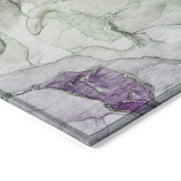 HomeRoots 5' Modern Gray and Gold Abstract Area Rug - Washable Non-Skid Design for Indoor and Outdoor Spaces 9' X 12' 559184
