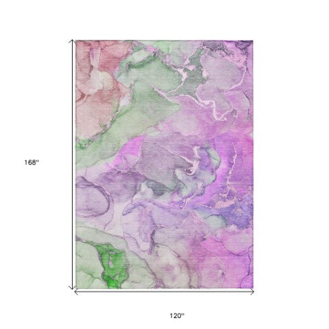 Homeroots 9' Gray And Gold Abstract Washable Indoor Outdoor Area Rug - Stylish Stain Resistant Non-skid Design 10' X 14' Polyester 559194