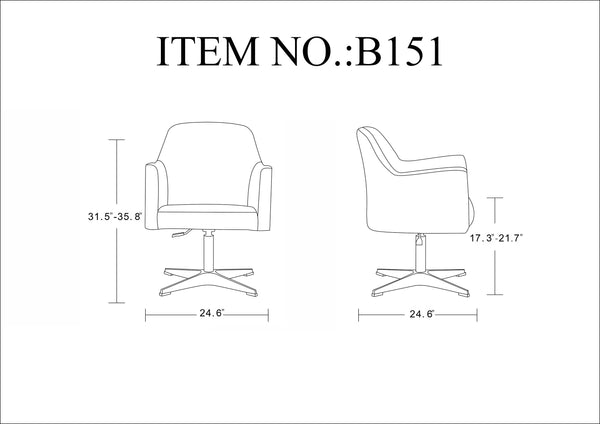 English Elm Pelo Vegan Leather Swivel Lounge Chair with Adjustable Height, Polished Chrome Base & Foam Comfort White B365P397965