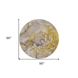 Homeroots 8' Round Taupe Round Abstract Washable Non Skid Indoor Outdoor Area Rug Taupe Polyester 559200