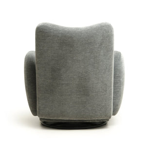 English Elm 360° 360 Swivel Accent Chair Plush Chenille Upholstered Circular Seat for Living Room Office Dark Grey W2901P463495