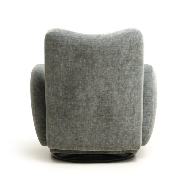 English Elm 360° 360 Swivel Accent Chair Plush Chenille Upholstered Circular Seat for Living Room Office Dark Grey W2901P463495