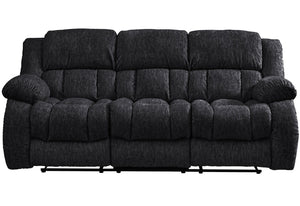 HomeRoots 88" Black Reclining Sofa with USB Charging & Silver Legs – Modern Comfort for Stylish Living Rooms 559209