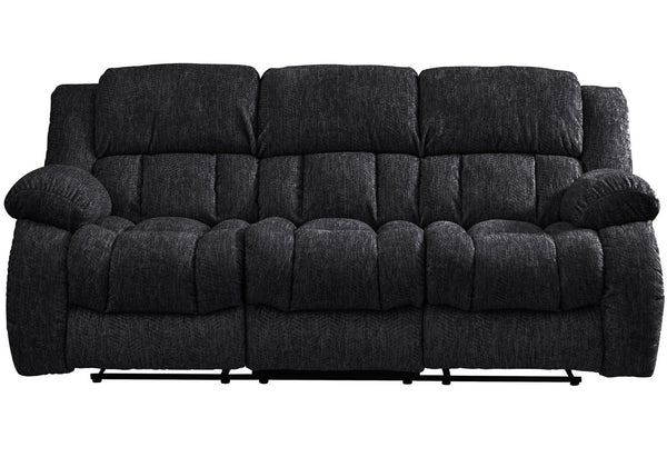 HomeRoots 88" Black Reclining Sofa with USB Charging & Silver Legs – Modern Comfort for Stylish Living Rooms 559209