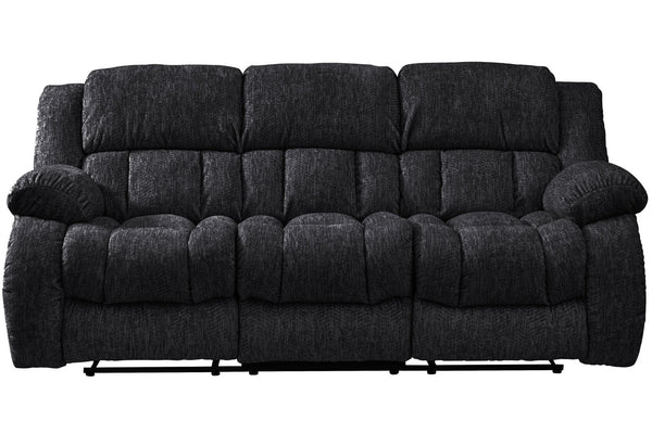 HomeRoots 88" Black Reclining Sofa with USB Charging & Silver Legs – Modern Comfort for Stylish Living Rooms 559209