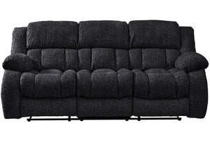 HomeRoots 88" Black Reclining Sofa with USB Charging & Silver Legs – Modern Comfort for Stylish Living Rooms 559209