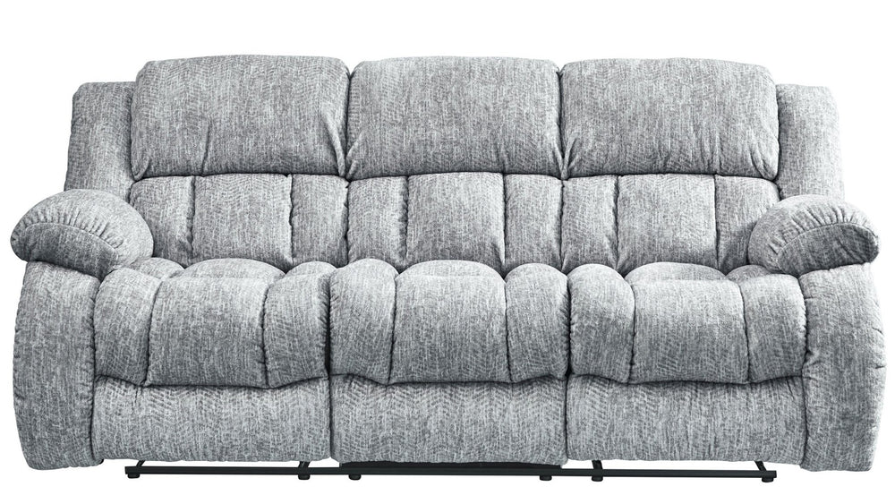 HomeRoots 88" Light Gray Reclining Sofa with USB, Pillows & Silver Metal Legs for Modern Comfort & Style 559210
