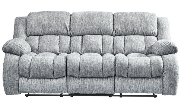 HomeRoots 88" Light Gray Reclining Sofa with USB, Pillows & Silver Metal Legs for Modern Comfort & Style 559210