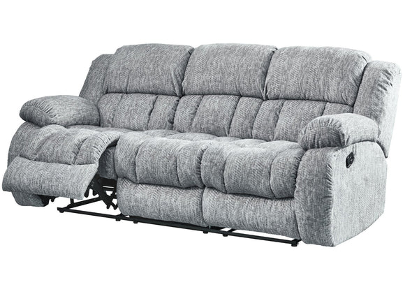 HomeRoots 88" Light Gray Reclining Sofa with USB, Pillows & Silver Metal Legs for Modern Comfort & Style 559210