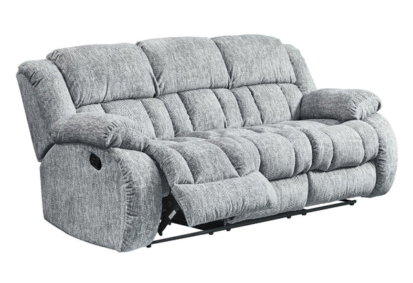 HomeRoots 88" Light Gray Reclining Sofa with USB, Pillows & Silver Metal Legs for Modern Comfort & Style 559210