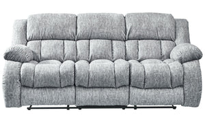 HomeRoots 88" Light Gray Reclining Sofa with USB, Pillows & Silver Metal Legs for Modern Comfort & Style 559210
