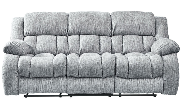HomeRoots 88" Light Gray Reclining Sofa with USB, Pillows & Silver Metal Legs for Modern Comfort & Style 559210