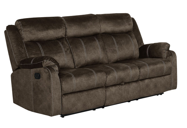 HomeRoots 80" Dark Brown Reclining Sofa with USB, Plush Toss Pillow & Modern Silver Legs for Ultimate Comfort 559214